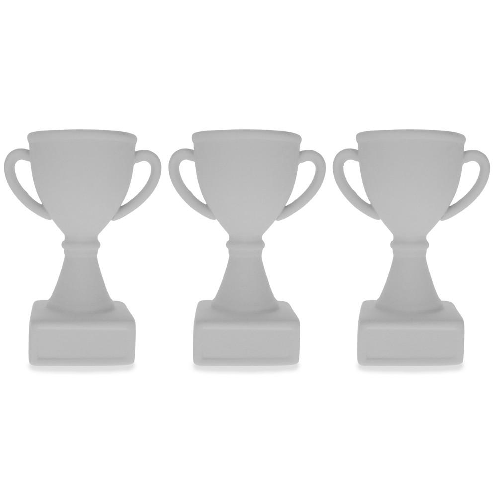 Set of 3 Unfinished Unpainted Ceramic Trophies 5 Inches