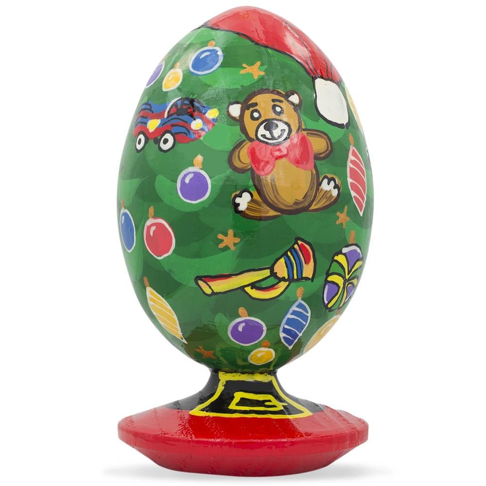 Christmas Tree with Teddy Bear and Toy Ornaments Wooden Egg Figurine