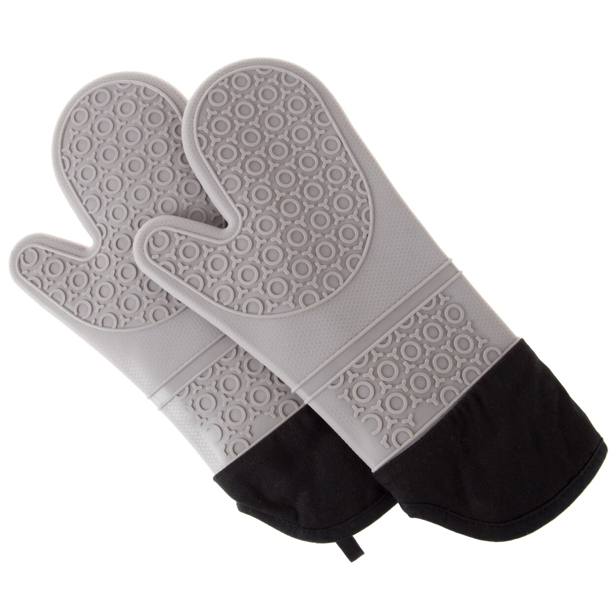 Lavish Home Silicone Oven Mitts Extra Long Gray 482F Heat Resistant Waterproof