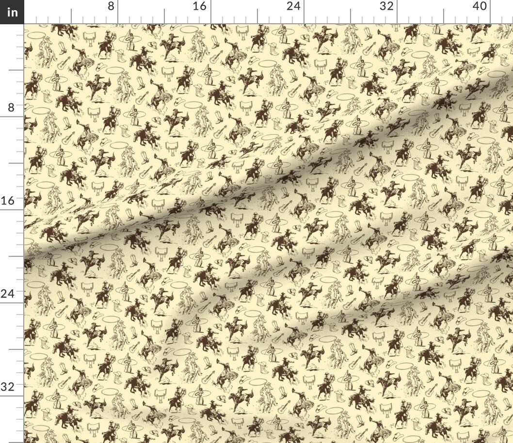 Various Fabrics by the Yard or Fat Quarter Cowboy Cowgirl Horse Lovers Horses Bronc Riding Roping Rodeo Western Theme Country Custom Printed Fabric by Spoonflower
