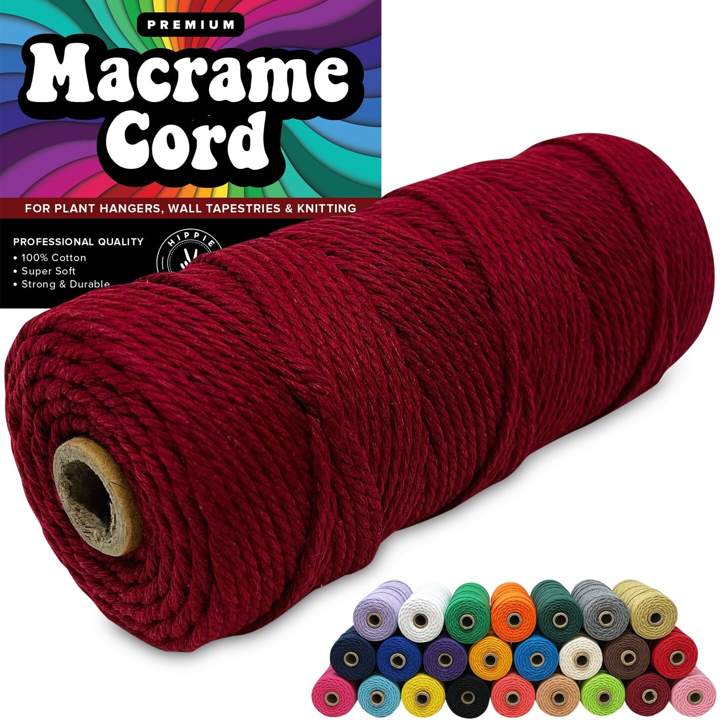3mm Macrame Cord 3mm Thick Cords for Macrame Yarn 100% Cotton Colored Macrame Rope Cord Natural Craft Cord String Yarn Supplies 325 Feet 3 mm Cotton Macrame Cord Thin Macrame Supplies