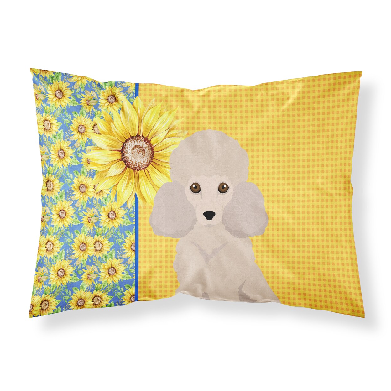 Caroline&#x27;s Treasures Summer Sunflowers Toy Cream Poodle Fabric Standard Pillowcase