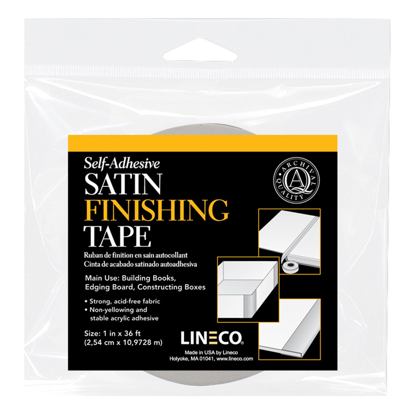 Lineco/University Products Satin Cloth Tape, 1" X 36 Ft., Ivory