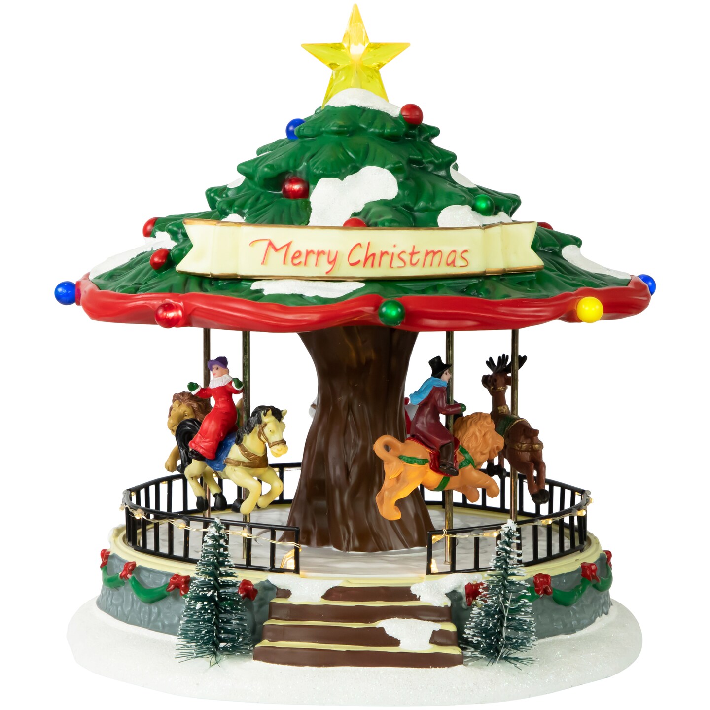 Northlight LED Lighted Musical and Animated Christmas Carousel Village Display - 10.5&#x22;