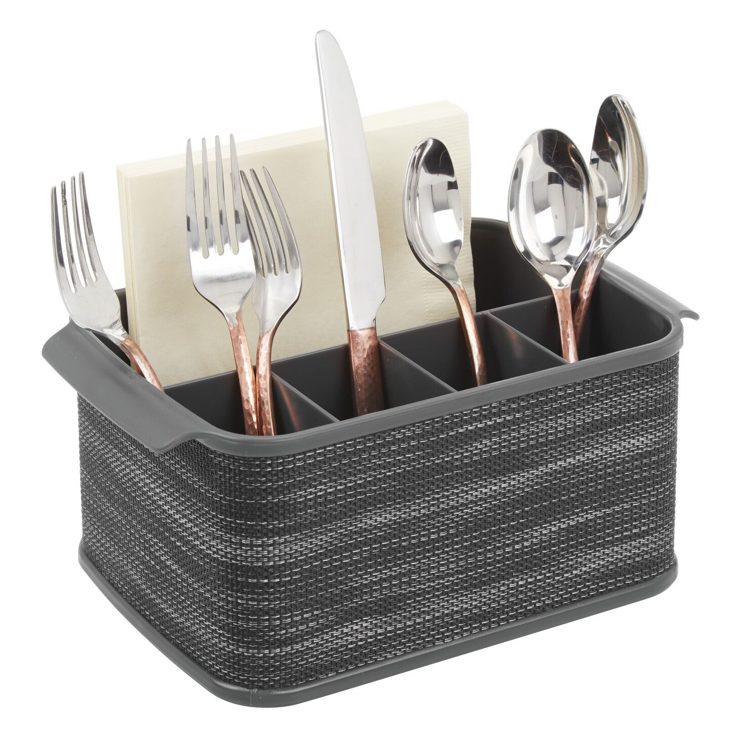 mDesign Plastic Cutlery Storage Organizer Caddy Bin