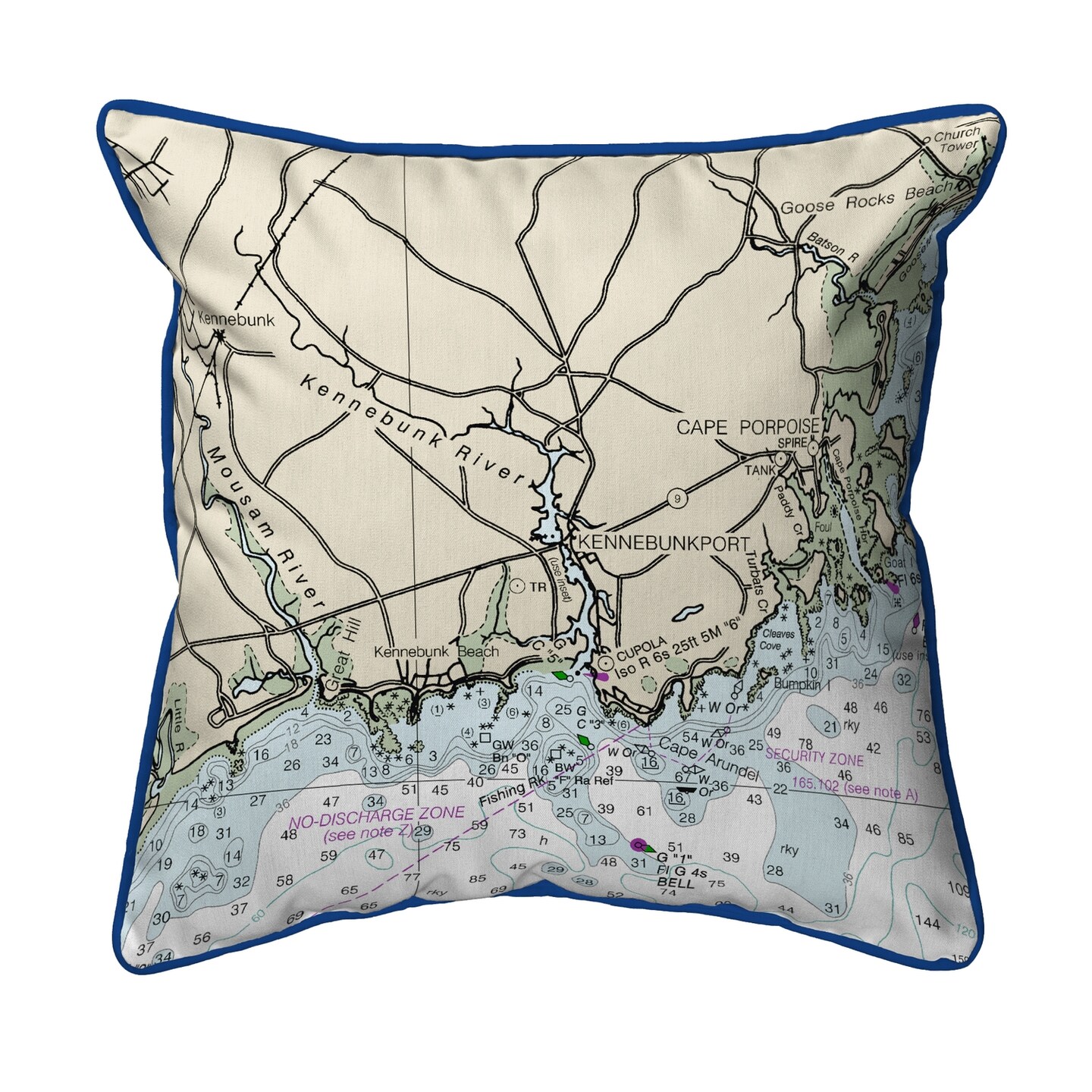 Betsy Drake Kennebunckport, ME Nautical Map Small Corded Indoor/Outdoor ...