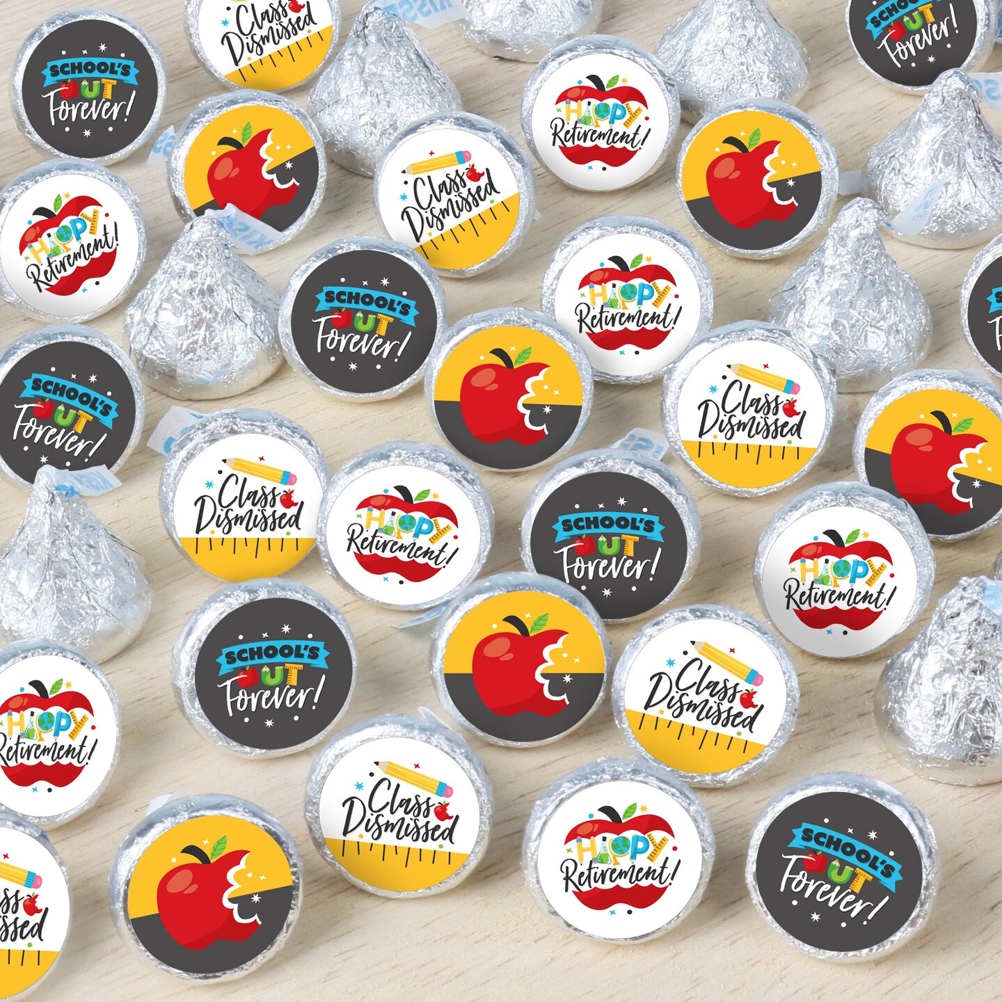 Big Dot of Happiness Teacher Retirement - Happy Retirement Party Small Round Candy Stickers - Party Favor Labels - 324 Count