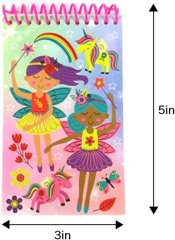 TINYMILLS Magical Fairies Birthday Party Favor Set (12 multi-point pencils, 12 stampers, 12 sticker sheets, 12 small spiral notepads)