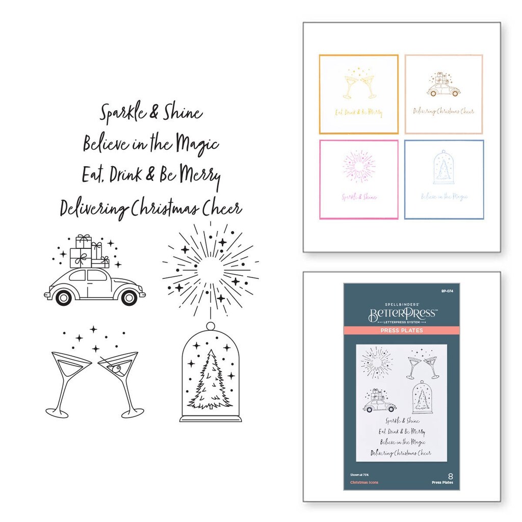 Spellbinders BetterPress Set Piastre E Fustelle – Icone Di Halloween, 11 Piastre E 1 Fustella Sottile Per Biglietti Tipografici