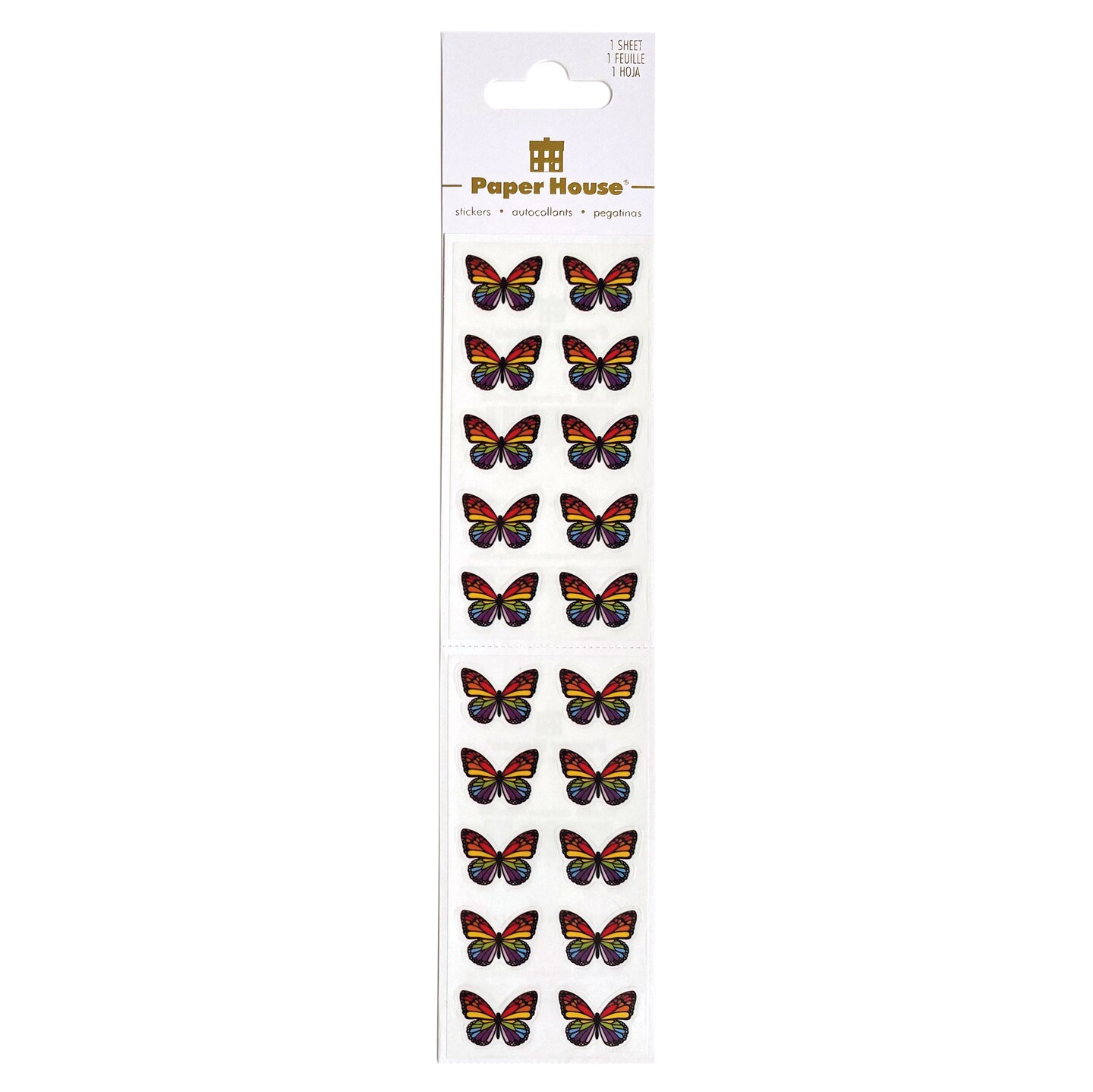 Paper House Decorative Stickers-Rainbow Butterflies