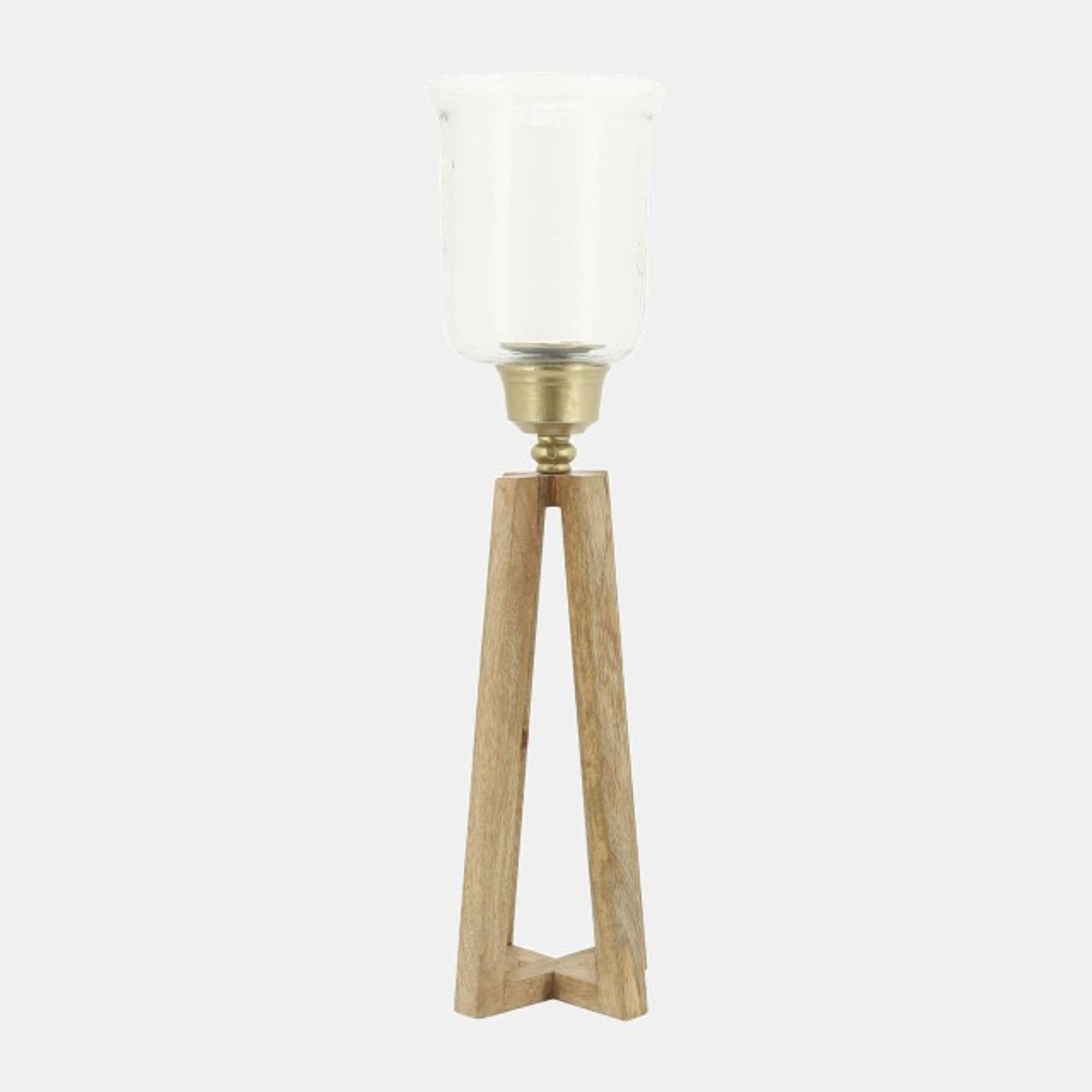 Kingston Living Torch Candle Holder with Clear Glass Dome- 23" - Brown