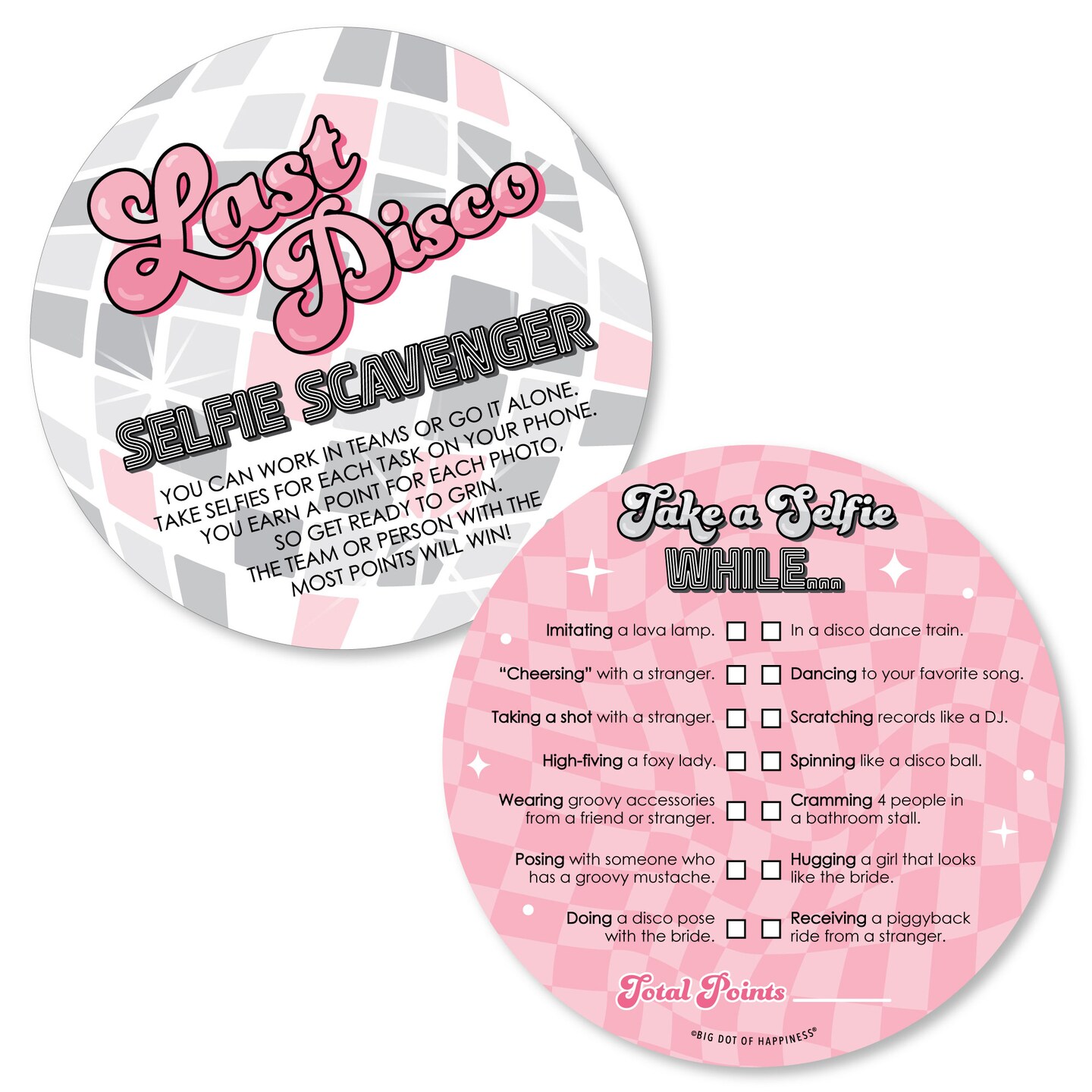 Big Dot of Happiness Last Disco - Selfie Scavenger Hunt - Bachelorette Party Game - Set of 12