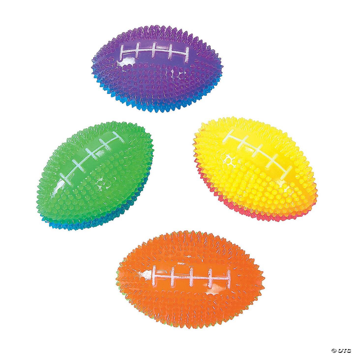 3&#x22; x 2&#x22; Mini Light-Up Spike Bright Colors Football Assortment - 12 Pc.