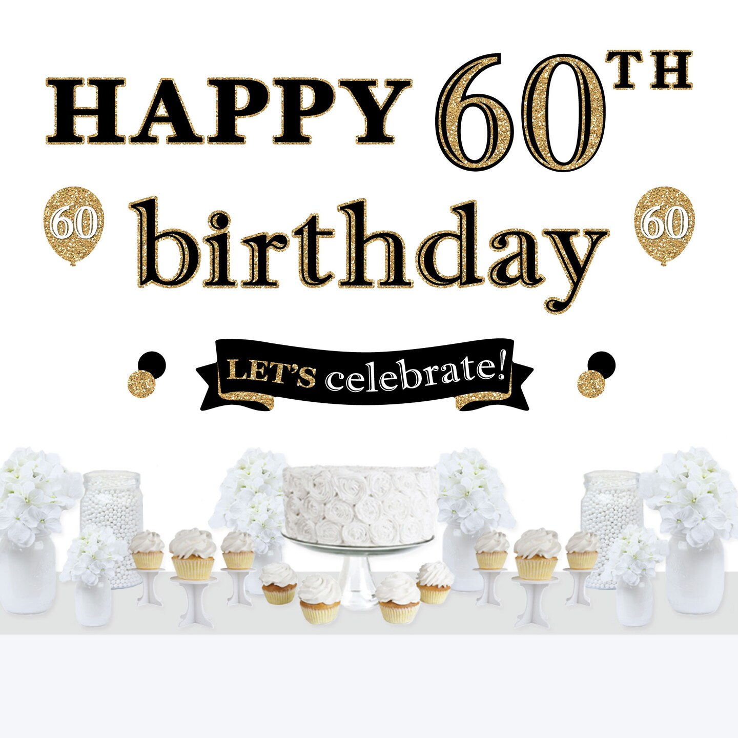 Big Dot of Happiness Adult 60th Birthday - Gold - Peel and Stick Birthday Party Decoration - Wall Decals Backdrop