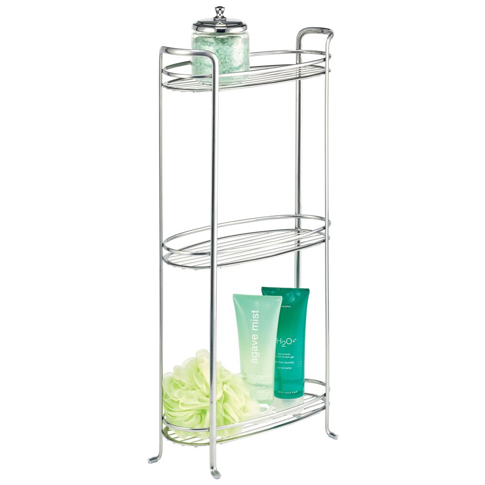 mDesign Metal 3-Tier Vertical Corner Shelf Unit for Bathroom Storage