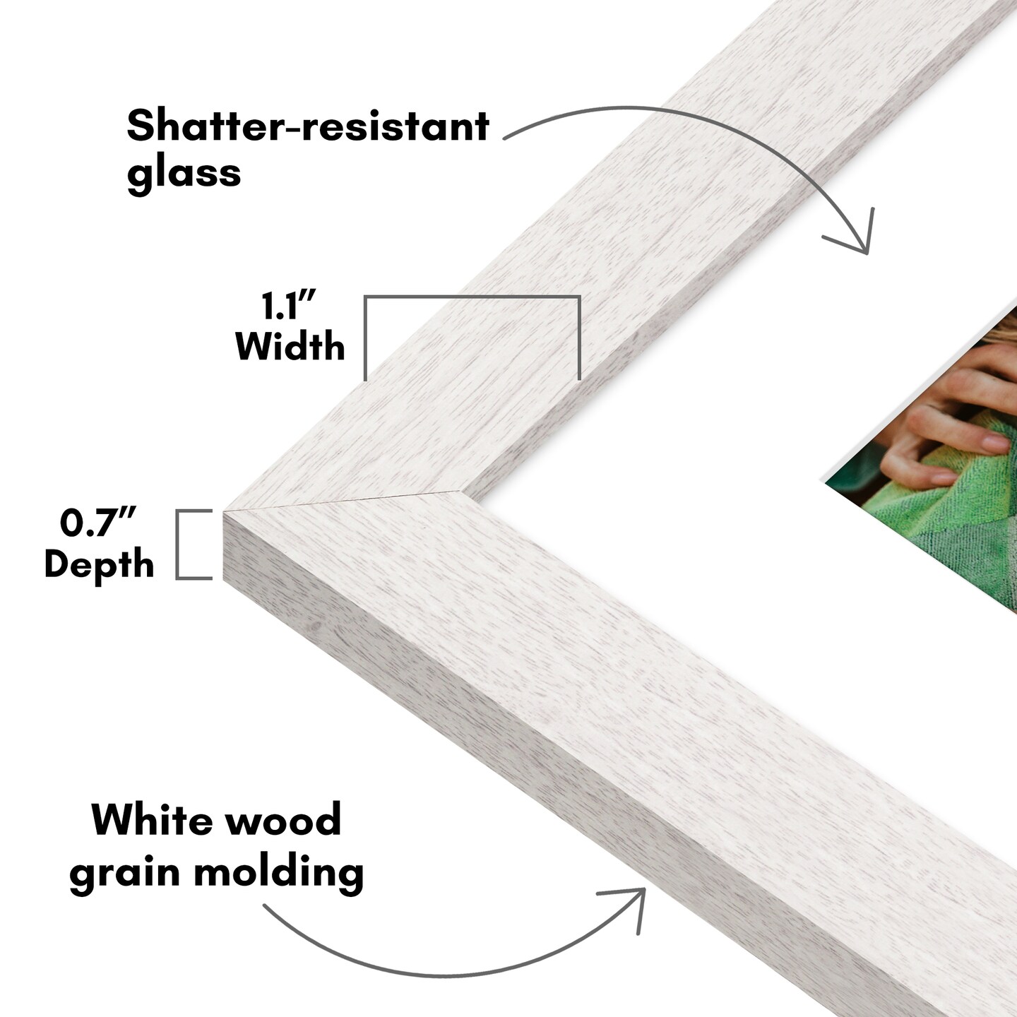 Americanflat Picture Frame with Wide Molding with Mat - Modern Wide Picture Frame - Plexiglass Cover - Hanging Hardware - Includes Easel