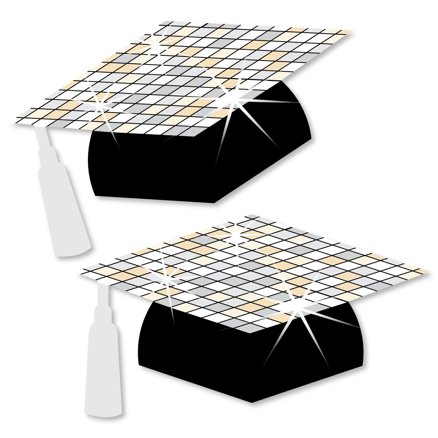 Big Dot of Happiness Disco Grad - Grad Cap Decorations DIY Groovy Graduation Large Party Essentials - Set of 20