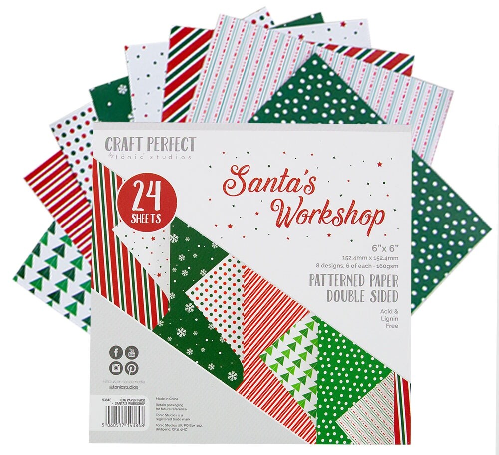 Craft Perfect Double-Sided Cardstock 6"X6 24/Pkg-Santa's Workshop