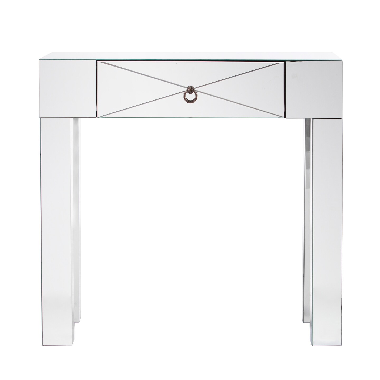 Southern Enterprises 31.25" Silver Rectangular Contemporary Mirrored Console Table