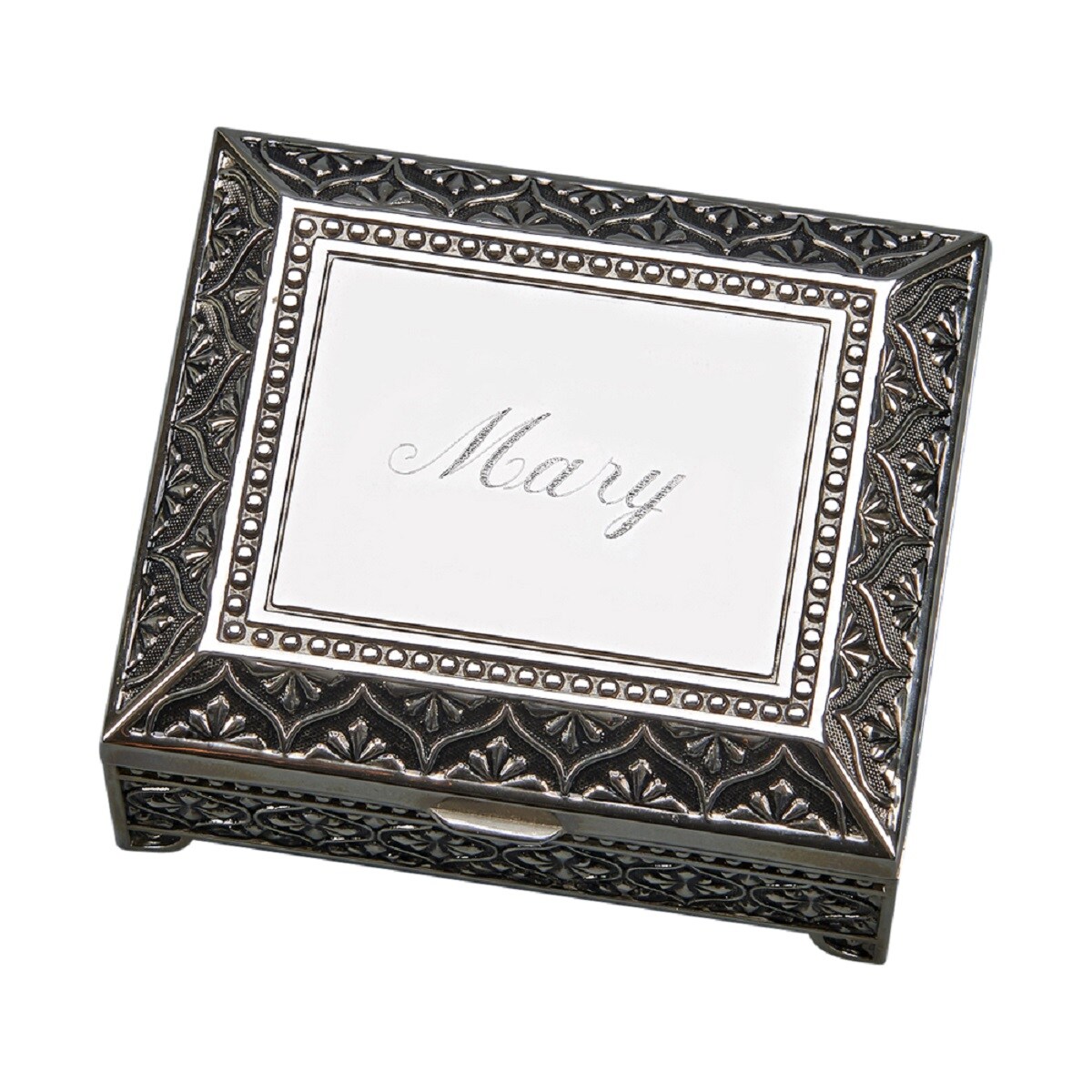 Contemporary Home Living 3&#x22; Antique Silver Unique Square Jewelry Box