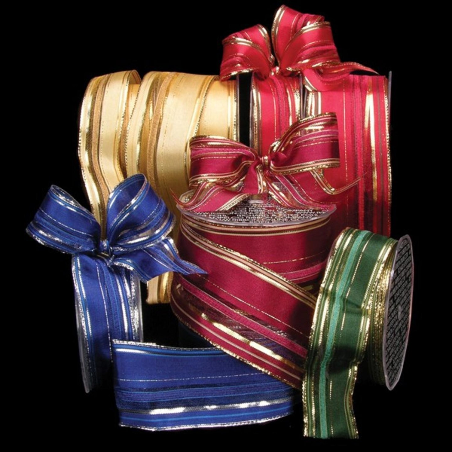 The Ribbon People Green and Gold Colored Elegant Lines Woven Wired Craft Ribbon 2.5&#x22; x 25 Yards