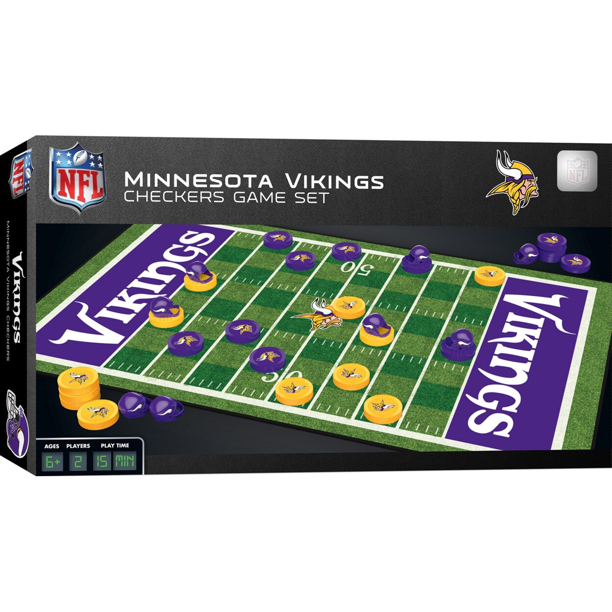 Masterpieces   Officially licensed NFL Minnesota Vikings Checkers Board Game for Families and Kids ages 6 and Up