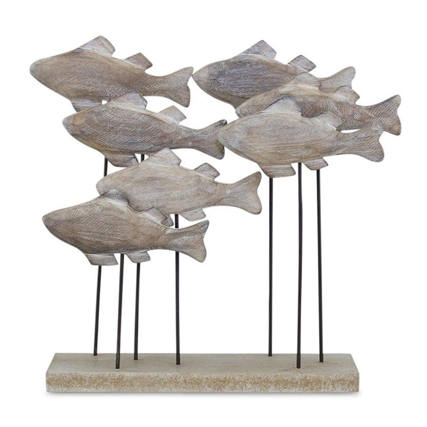 Melrose Fish School Coastal Style Natural Wood Tabletop Sculpture - 9.75"
