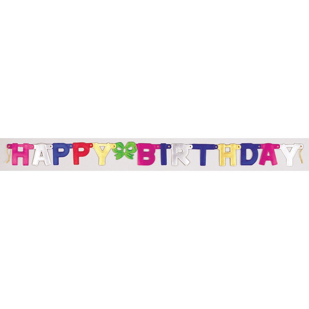 Party Central Club Pack of 12 Red and Green &#x22;Happy Birthday&#x22; Jointed Banner Party Signs 5&#x27;