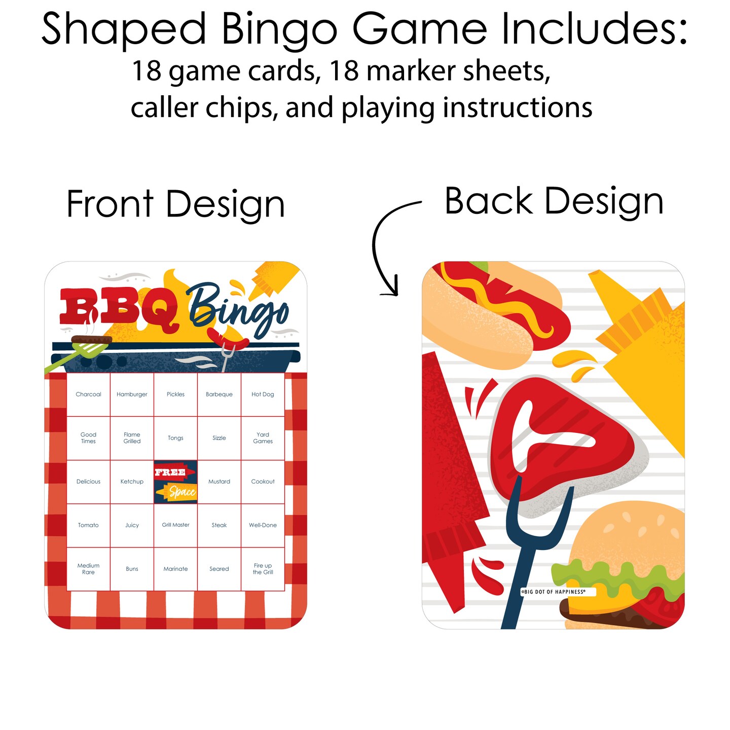 Big Dot of Happiness Fire Up the Grill - Bingo Cards and Markers - Summer BBQ Picnic Party Bingo Game - Set of 18