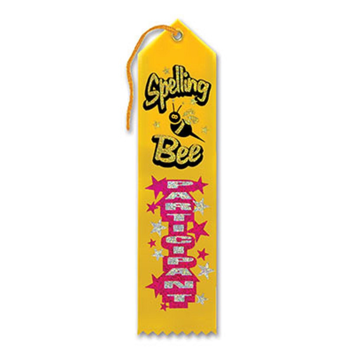 Beistle Pack of 6 Yellow &#x22;Spelling Bee Participant Award&#x22; School Award Ribbon Bookmarks 8&#x22;