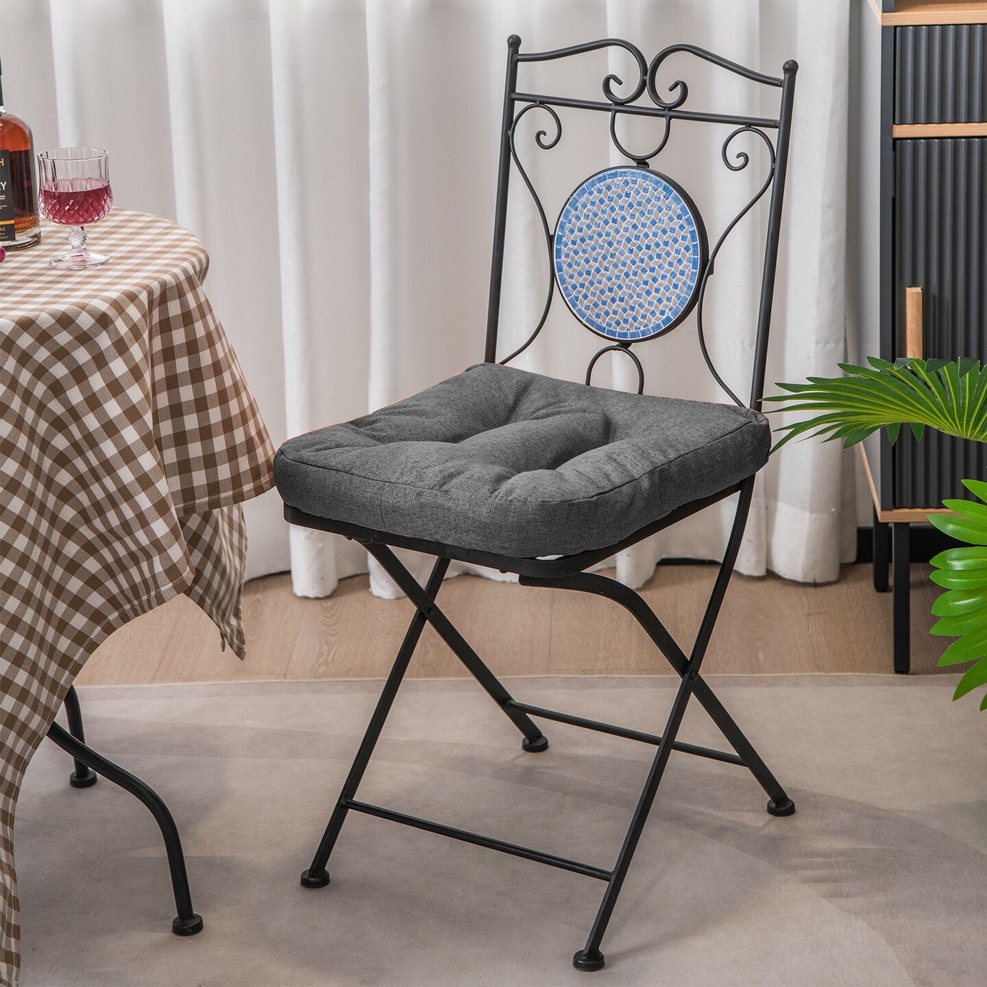 4 Pack Dining Chair Cushions with Cotton Filling and Slip-Resistant Back for Home or Office
