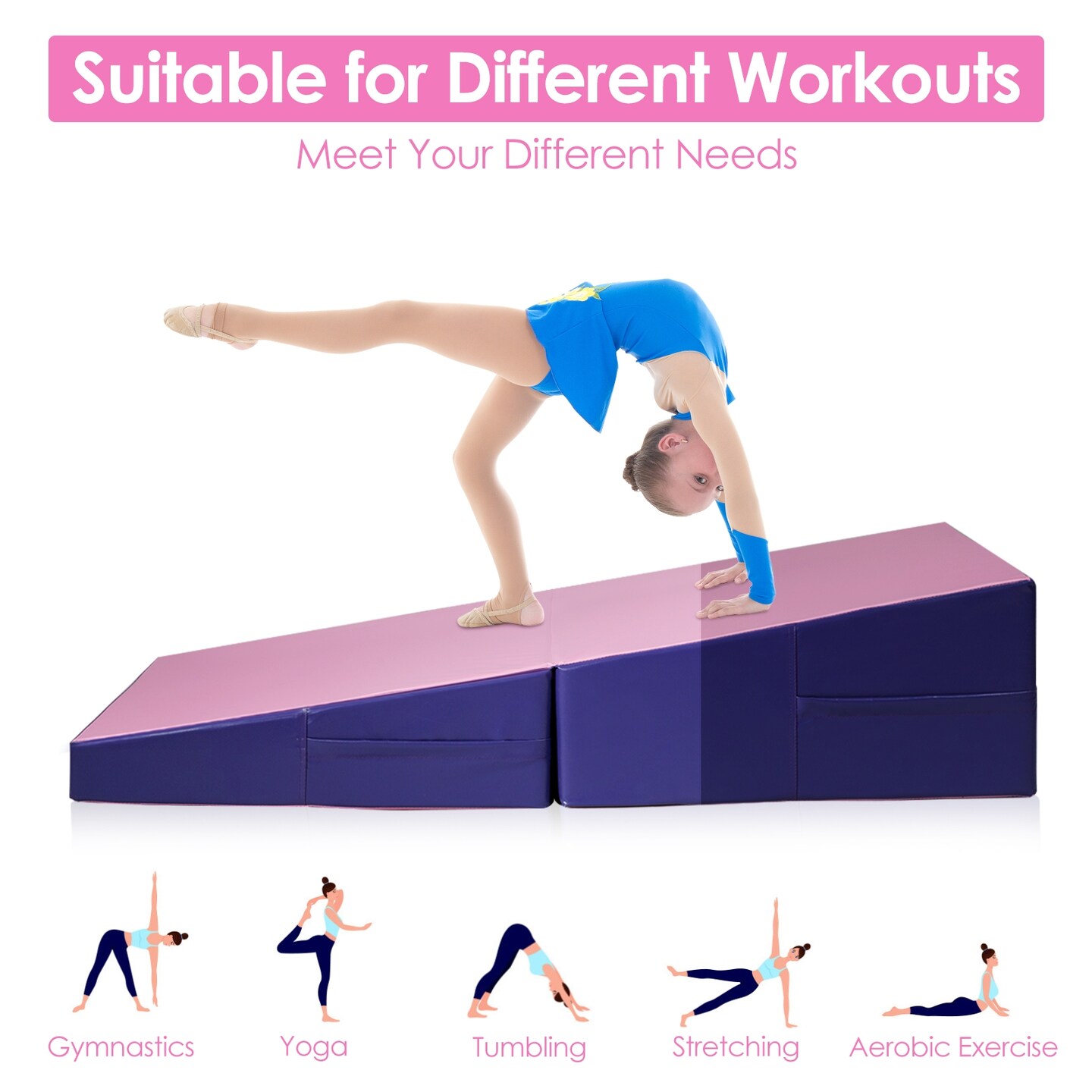 Tumbling Incline Gymnastics Exercise Folding Wedge Ramp Mat