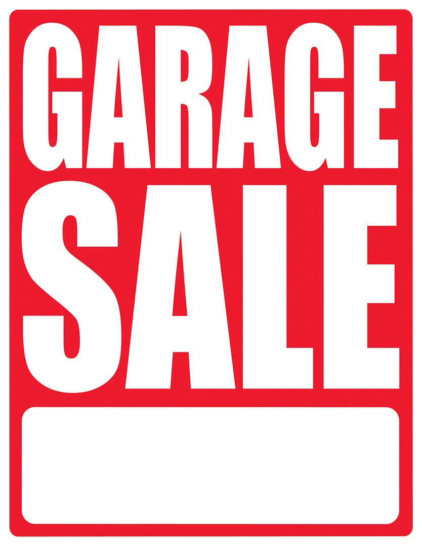 COSCO Garage Sale Sign Kit with Adhesive Price Stickers, Durable White with Red Imprint Sign, 8.5&#x22; x 11&#x27;, 4 signs/pack