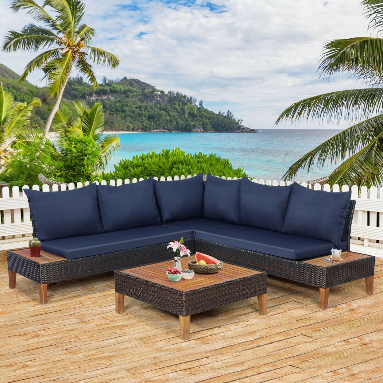 Navy wicker patio online furniture