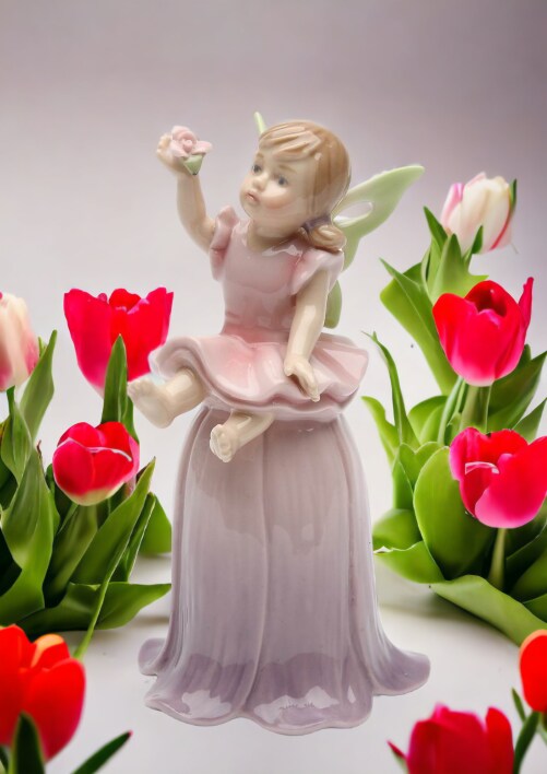 Ceramic Fairy on Flower Bell, Home D&#xE9;cor, Gift for Her, Gift for Mom, Gift for Daughter, Nature Lover Gift, Vintage Decor