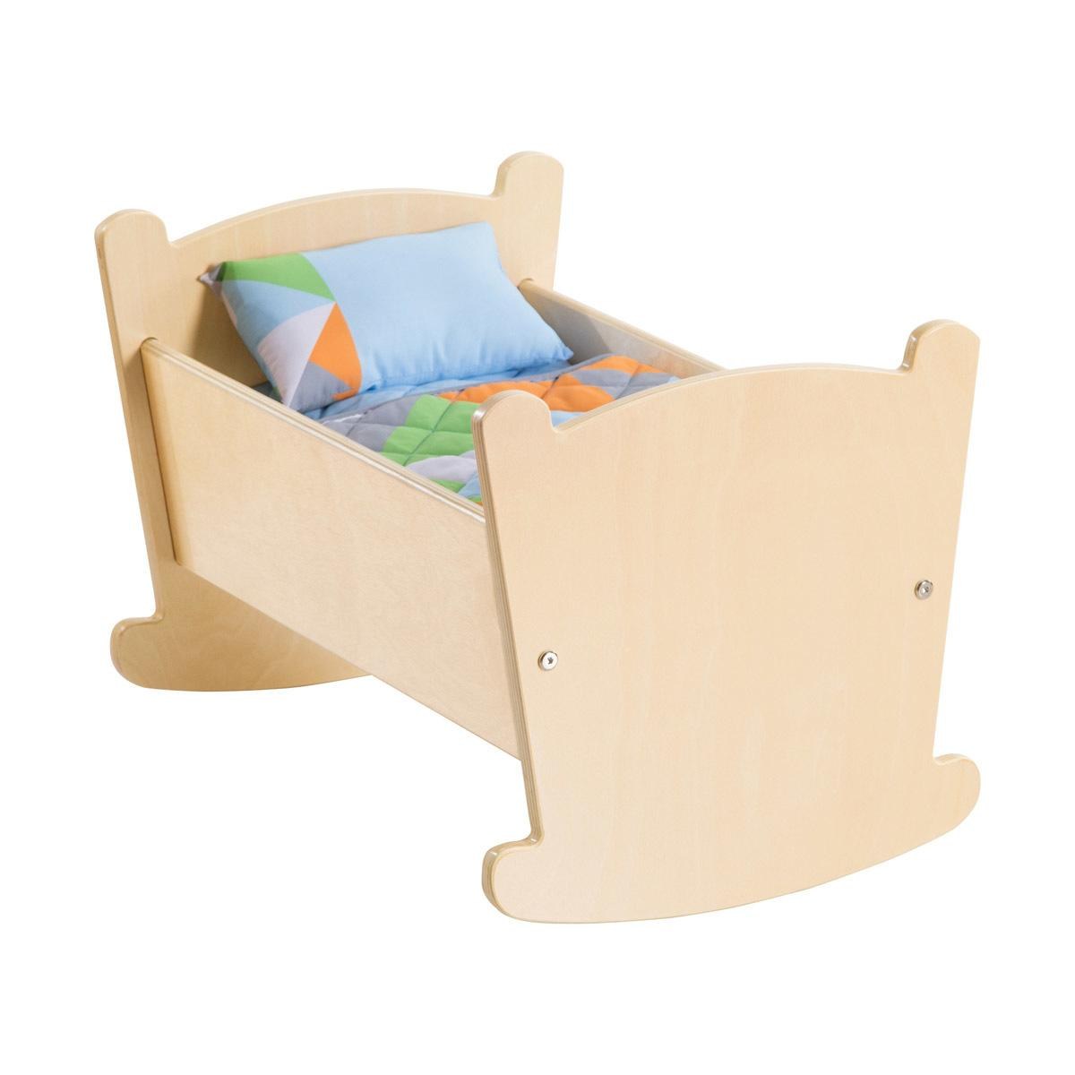 Kaplan Early Learning Company Wooden Doll Cradle with Pillow and Blanket