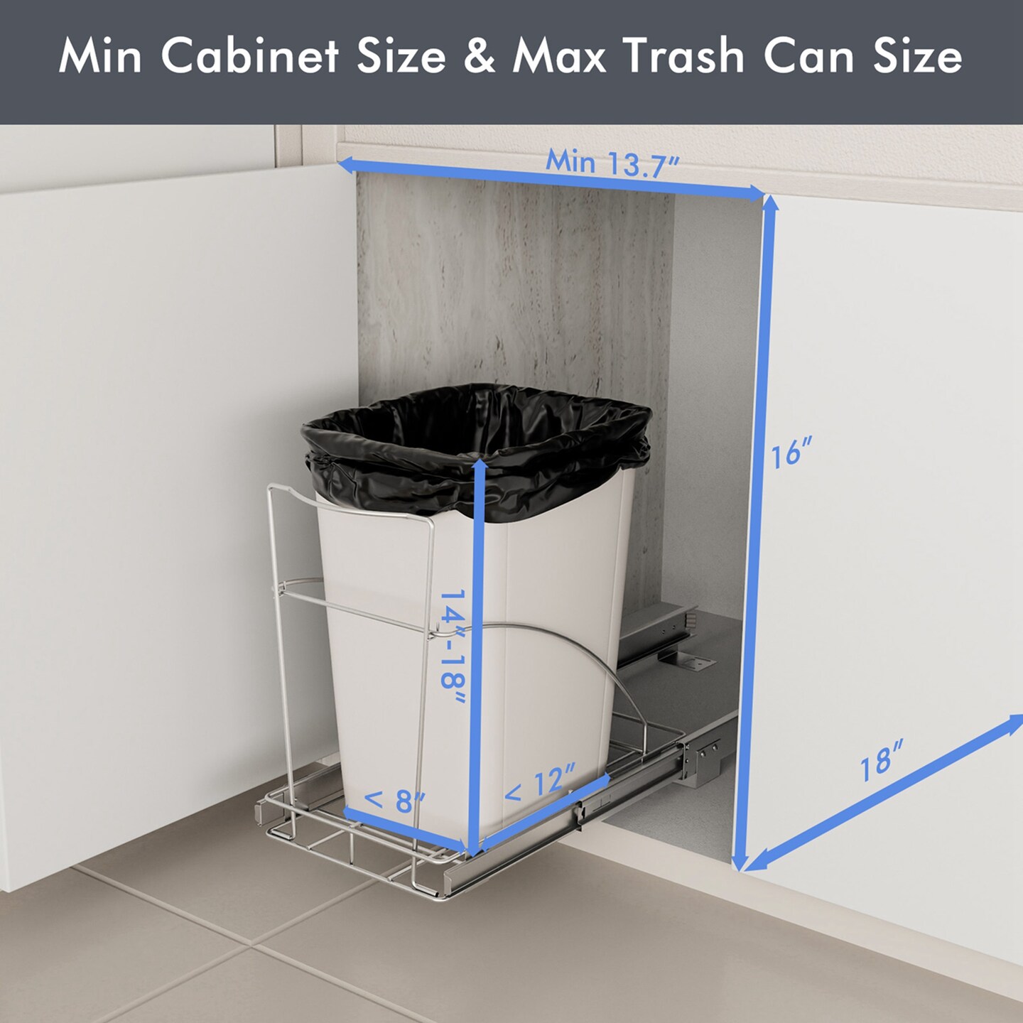 Costway Pull Out Trash Can Under Cabinet Sink Roll-Out Rack Slide Out Waste Bin Shelf