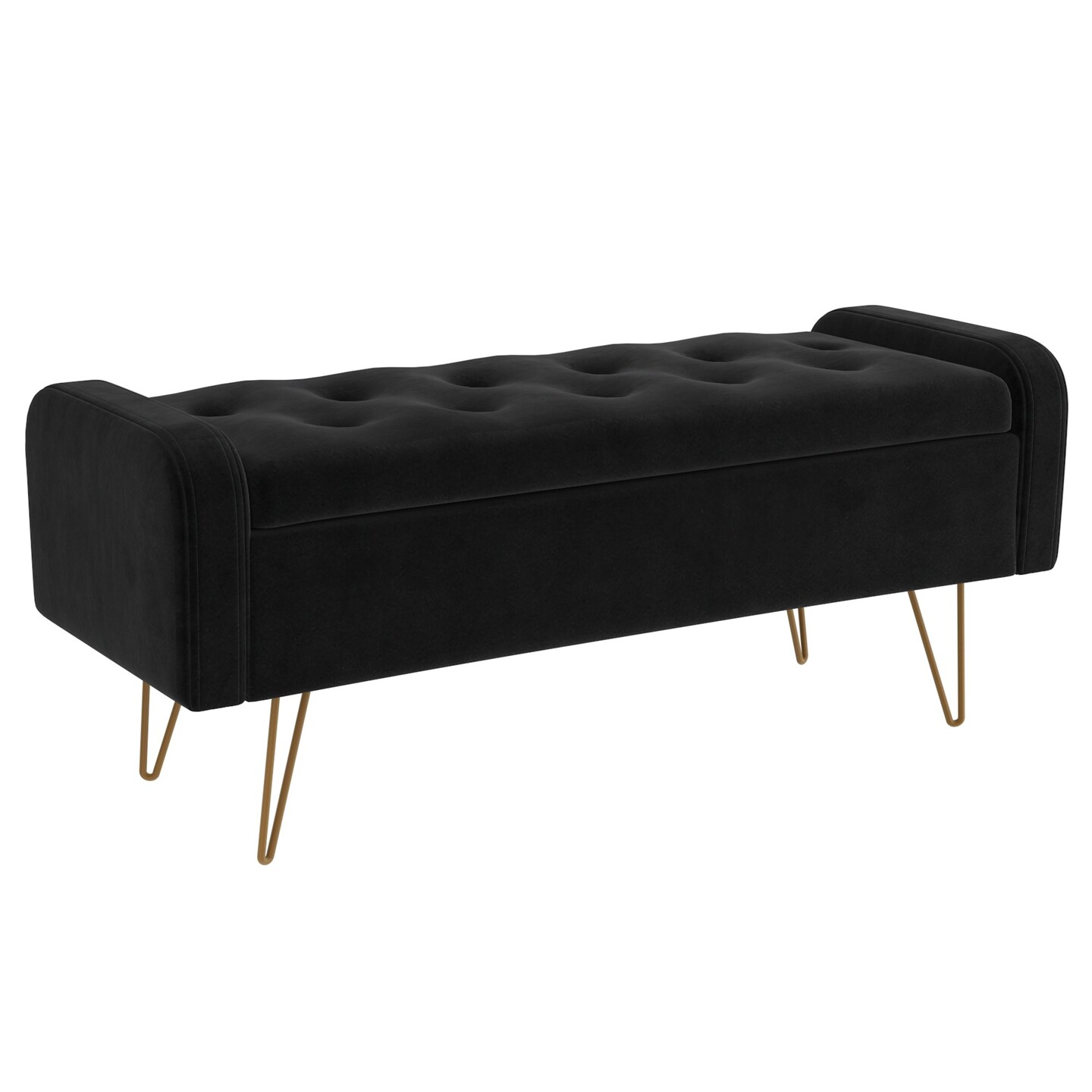 Contemporary Home Living Ottoman Bench with Storage - 39.5&#x22; - Black and Gold