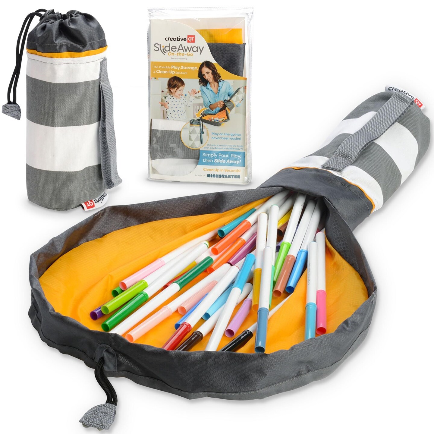 Creative QT SlideAway, Gray Stripes, OnTheGo Mini Storage Bag and