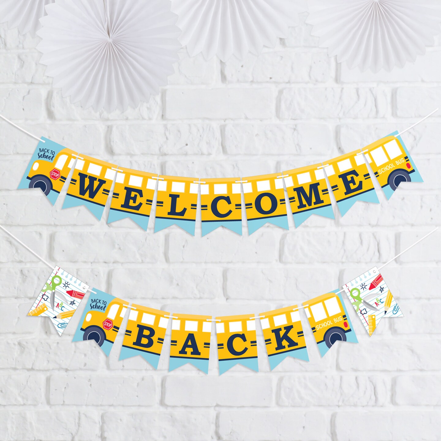 Big Dot of Happiness Back to School - First Day of School Classroom Decorations Mini Pennant Banner - Welcome Back