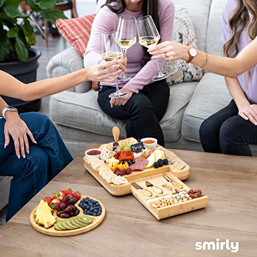 Charcuterie Boards Gift Set: Large Bamboo Cheese Board Set - Unique Mothers Day Gifts for Mom - House Warming Gifts New Home, Wedding Gifts for Couple, Bridal Shower Gift