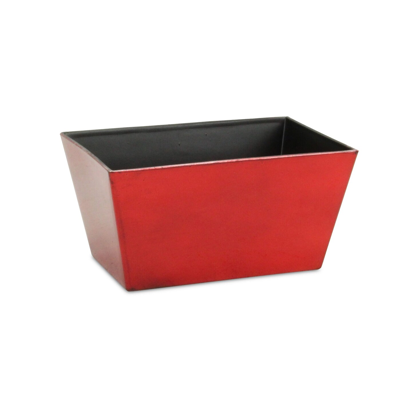 Contemporary Home Living 8.25&#x22; Red and Black Rectangular Tapered Planter