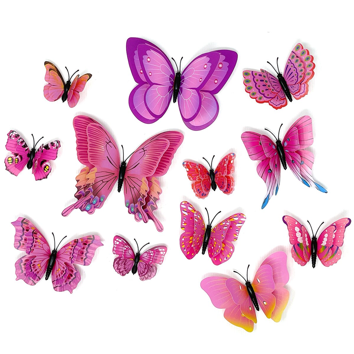 Wrapables 3D Double Wings Butterfly Decorative Wall Decor Stickers, Decals for Bedroom (24 pcs)