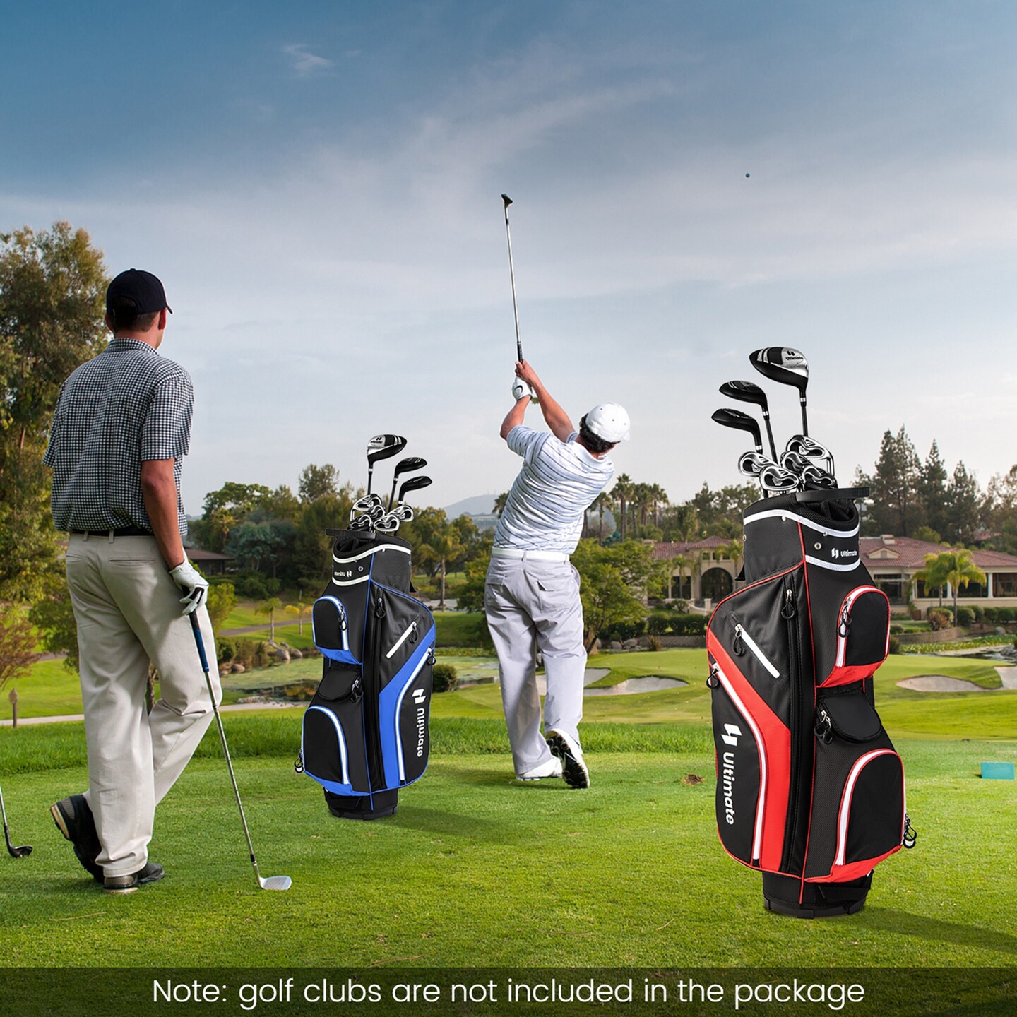 Costway Lightweight Golf Cart Bag with 14 Way Top Dividers 9 Pockets Rain Hood Cooler Bag