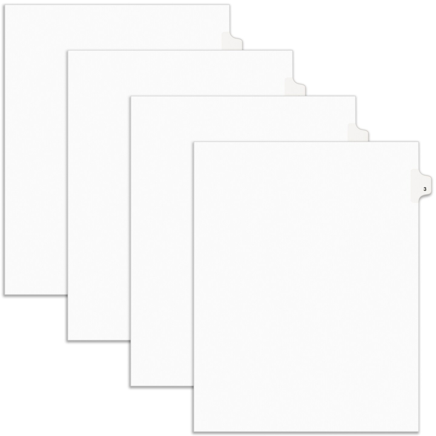 Avery Legal Exhibit Binder Dividers, Preprinted No. 3 Side Tabs, Unpunched Letter Size, 25 Tabs per Set, 4 Packs, 100 Tabs Total (11912)