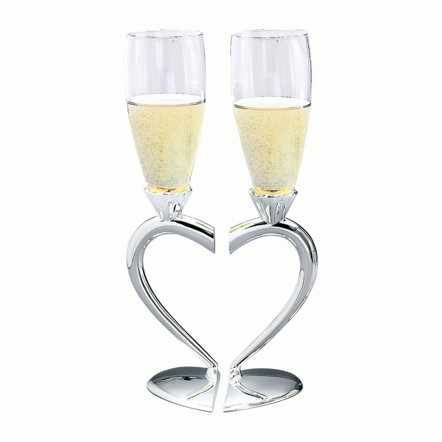 Contemporary Home Living 10.5" Split Heart Pair of Toasting Flute Goblets