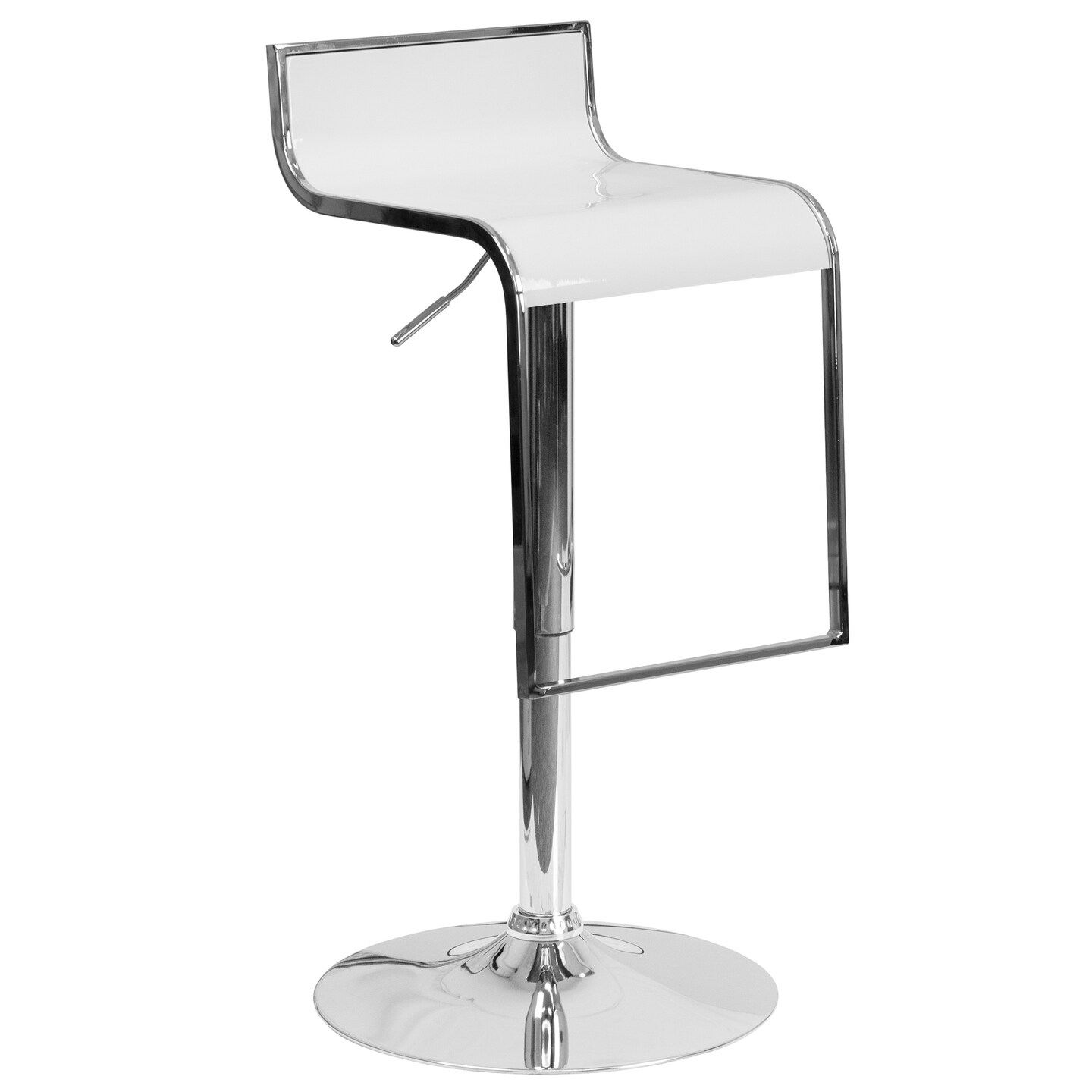 Flash Furniture 36.25&#x22; White Contemporary Adjustable Height Barstool with Chrome Drop Frame