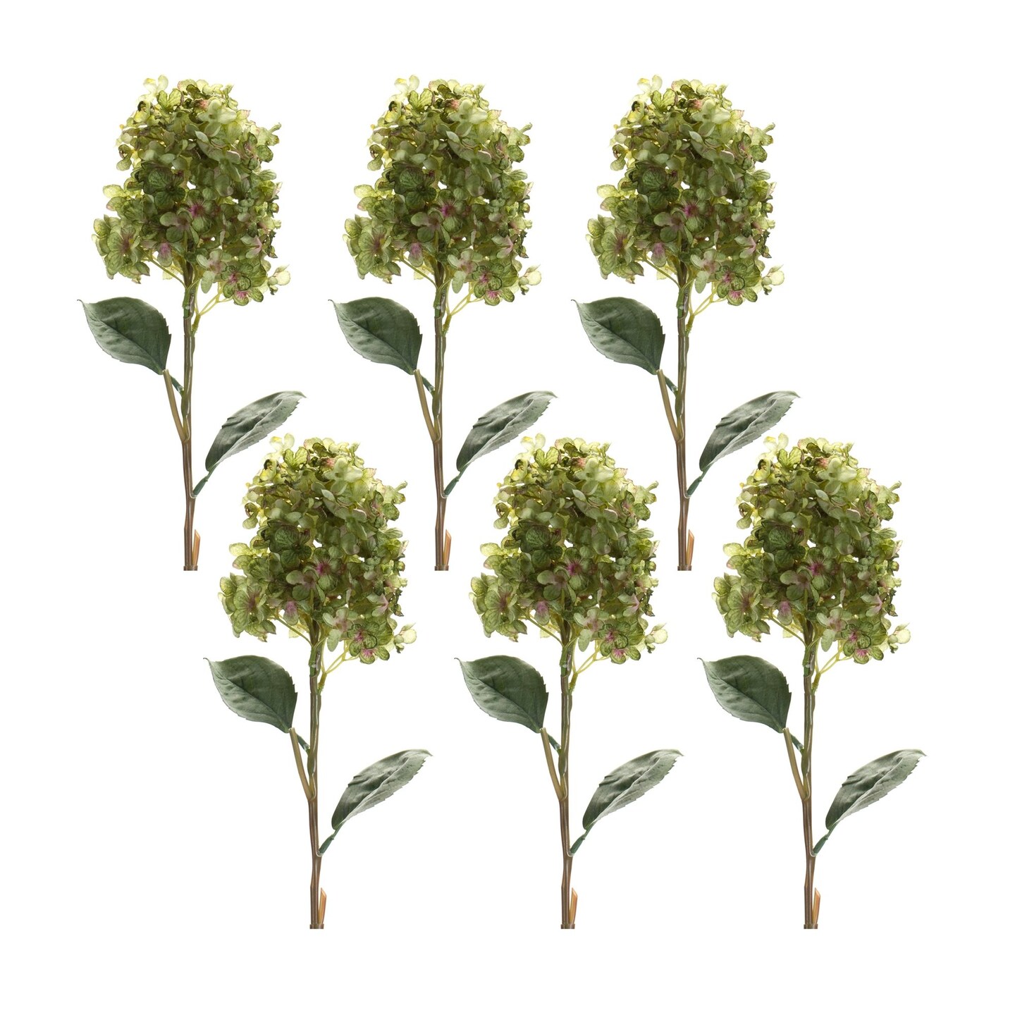 Melrose Set of 6 Green Hydrangea Floral Artificial Stems 34.25&#x22;