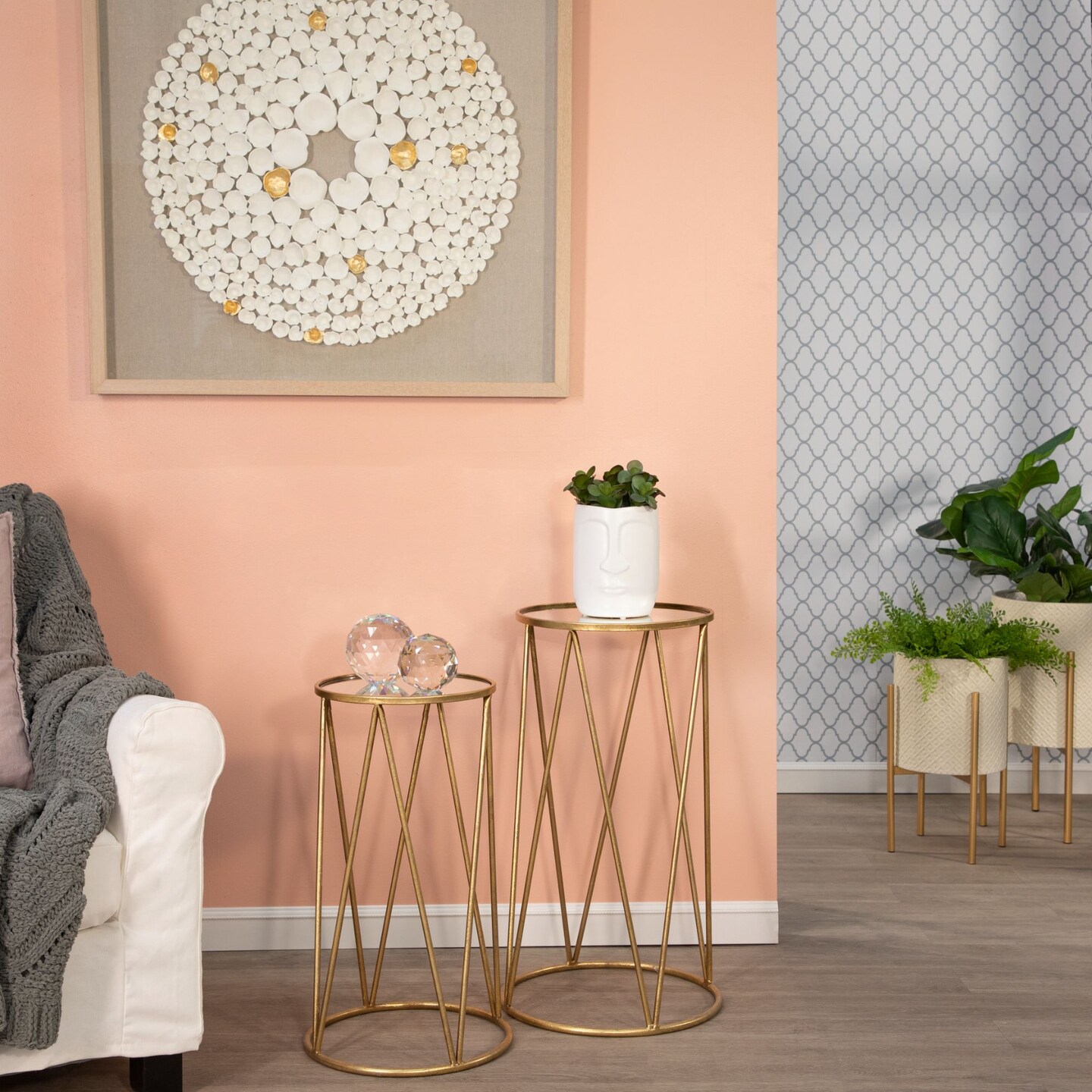 Kingston Living 4.75" Clear Abstract Faceted Glass Orb Home Decor