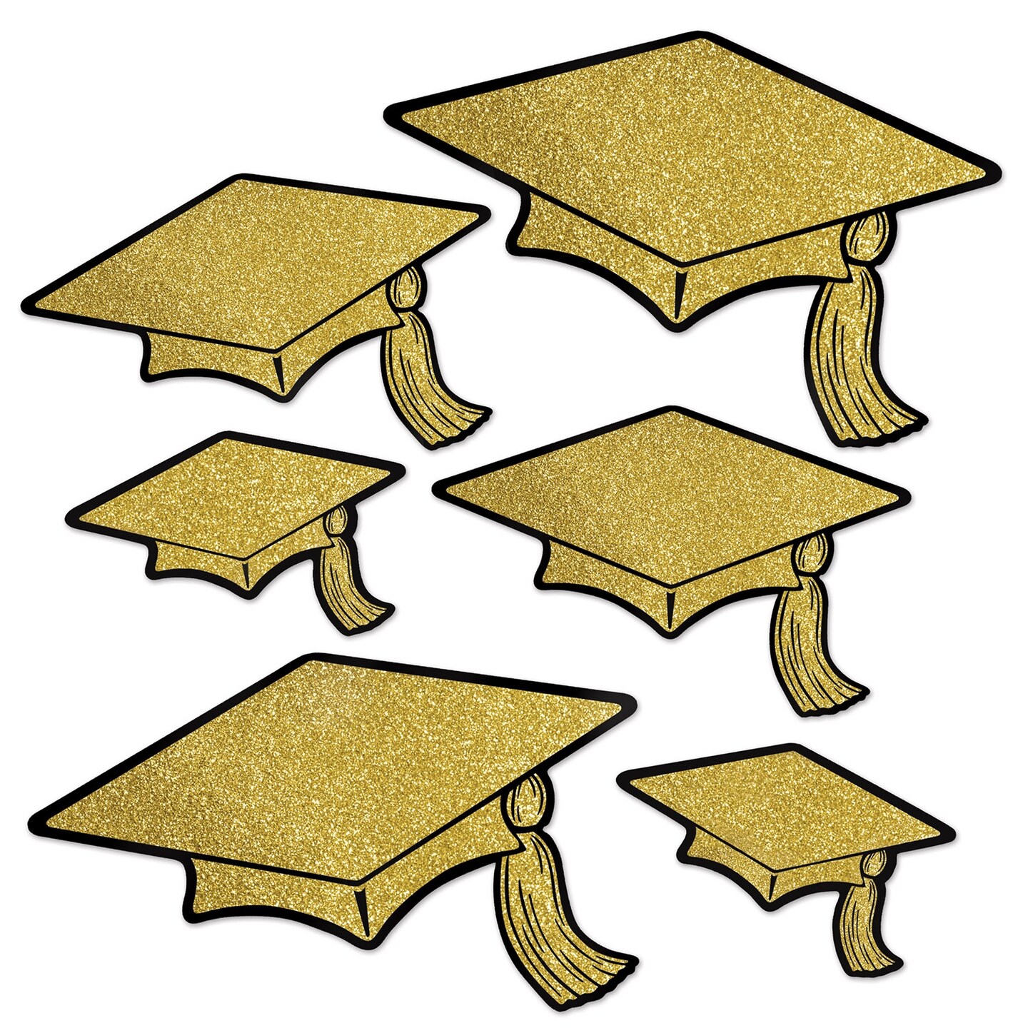 Beistle Club Pack of 72 Double Sided Gold Foil Grad Cutouts 14.25"